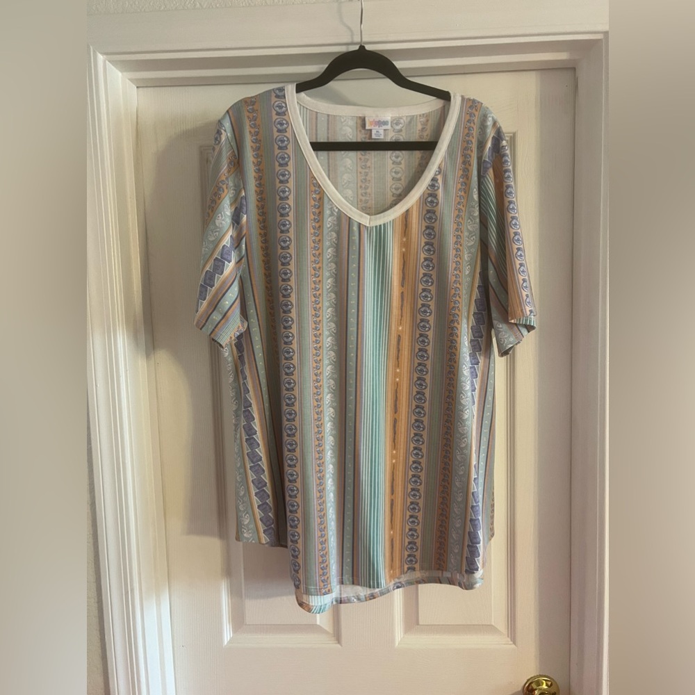 Striped Multicolor V-Neck Women's Top